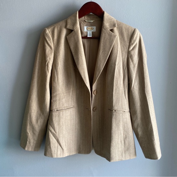 Talbots Wool Blazer Suit Jacket - Camel Pinstripe - Picture 2 of 12